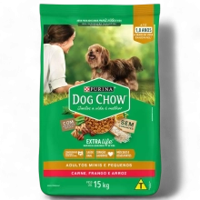 Dog Chow Extra Life Cães Adultos Pequenos Sabor Carne Frango E Arroz Saco 15Kg